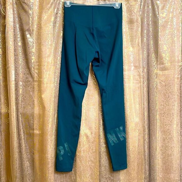 PINK Victorias Secret teal green active leggings with phone pocket, size S NWOT - Picture 1 of 6